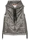 Max Mara Hooded Sleeveless Vest With Shiny Exterior And Relaxed Silhouette In Brown