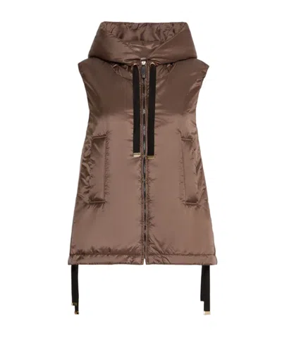 Max Mara The Cube Greengo Sleeveless Hooded Jacket In Brown