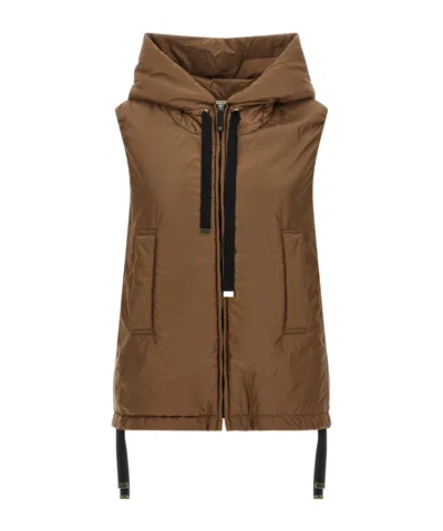 Max Mara The Cube Greengo Sleeveless Hooded Jacket In Brown