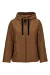 Max Mara The Cube Women Caramel Greenh Padded Hooded Jacket In Brown