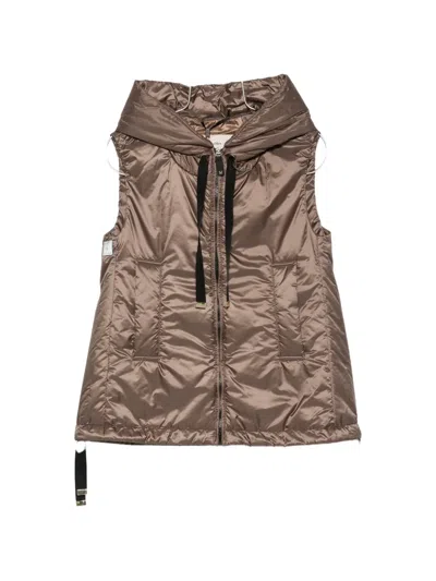 Max Mara The Cube Hooded Gilet In Brown