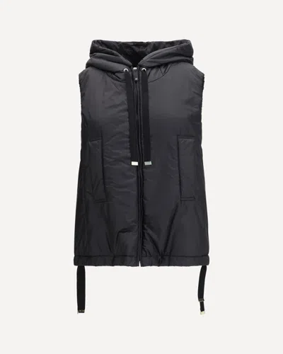 Max Mara The Cube Hooded Padded Vest In Water Repellent Canvas In Black