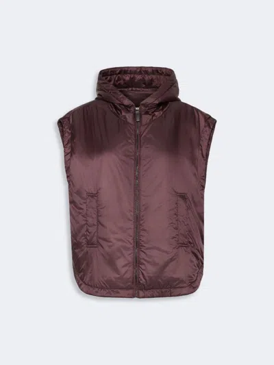 Max Mara The Cube Hooded Padded Vest In Water Repellent Canvas In Brown