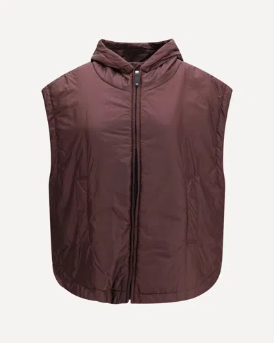 Max Mara The Cube Hooded Padded Vest In Water Repellent Canvas In Purple