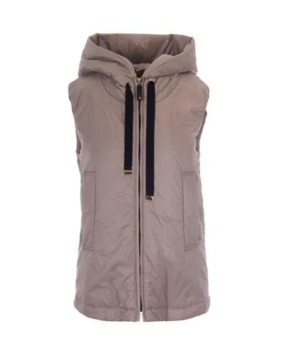 Max Mara The Cube Hooded Puffer Vest In Beige