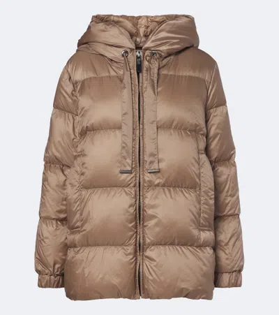 Max Mara The Cube Hooded Quilted Down Jacket In Brown