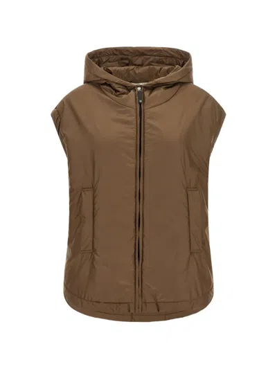 Max Mara The Cube Hooded Vest In Brown