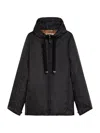 Max Mara Hooded Black And Green Jacket With Functional Pockets