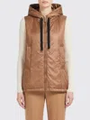 Max Mara The Cube Padded Vest With Hood In Waterproof Canvas In Brown