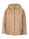 Max Mara The Cube Leo Quilted Short Hooded Jacket Coats Beige In Neutral