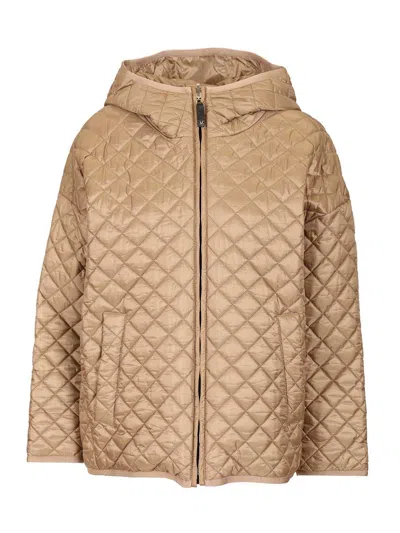MAX MARA THE CUBE LEO QUILTED SHORT HOODED JACKET COATS BEIGE