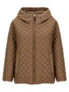 Max Mara The Cube Leo Quilted Short Hooded Jacket Coats Beige In Brown