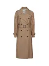 Max Mara The Cube Cotton Blend C Trench With Leather Buckles In Brown