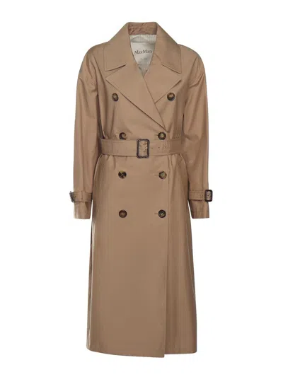 Max Mara The Cube Long Cotton Twill Trench Coat In Brown