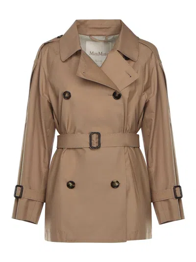 Max Mara The Cube Long Cotton Twill Trench Coat In Brown