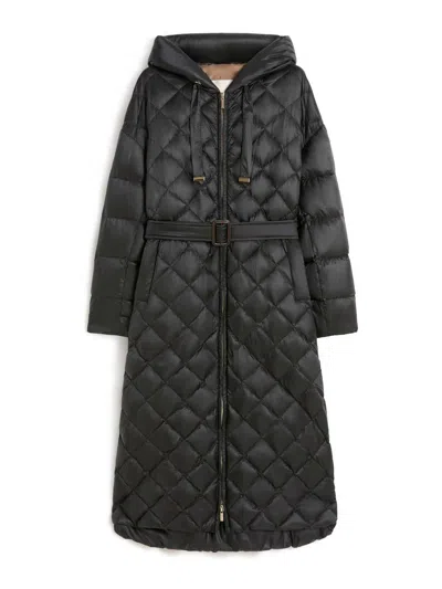 Max Mara The Cube Long Quilted Down Jacket In Black