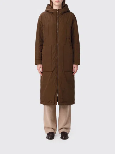 Max Mara The Cube Long Relaxed Fit Technical Polyester Parka With Hood In Brown