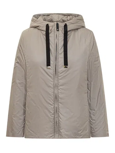 Max Mara The Cube Max Mara Short Beige Hooded Down Jacket In Gray