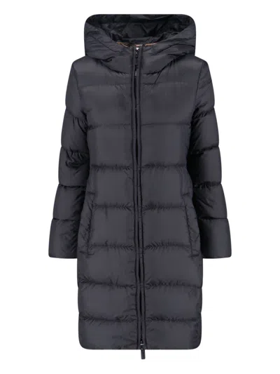 Max Mara The Cube Maxi Hooded Down Jacket In Black
