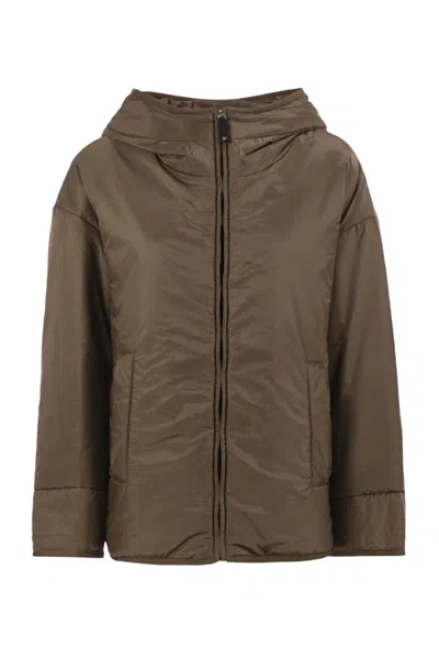 Max Mara The Cube Mtccleo - Water-repellent Technical Fabric Hooded Jacket In Brown