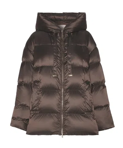 Max Mara The Cube Mtcnerine Hooded Quilted Down Jacket In Brown