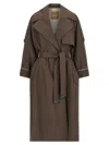 Max Mara Collared Trench Coat In Brown