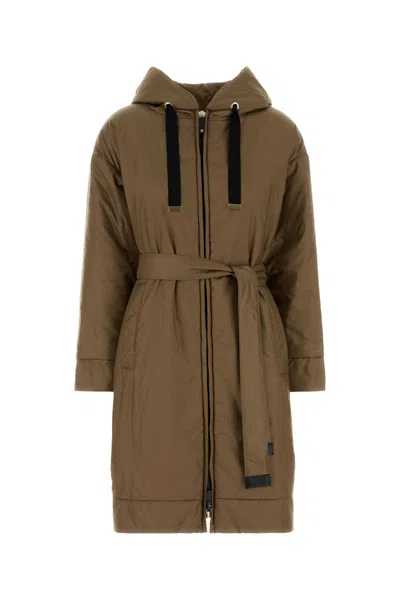 Max Mara The Cube Mud Polyester Dioniso Padded Jacket In Brown