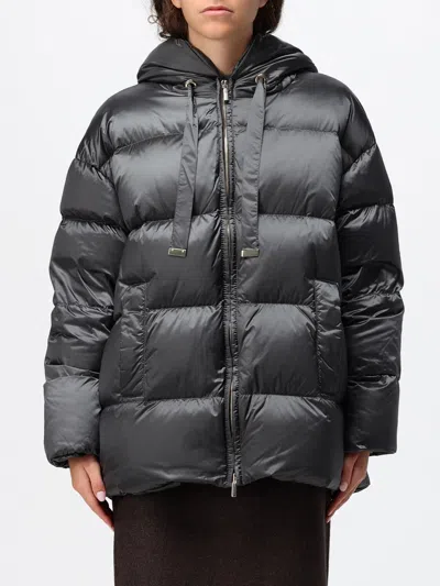 Max Mara The Cube Nerine Short Quilted Nylon Down Jacket With Hood And Zip Closure In Gray