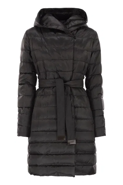 Max Mara The Cube Ti-drop Satin And Taffetà Down Jacket In Black