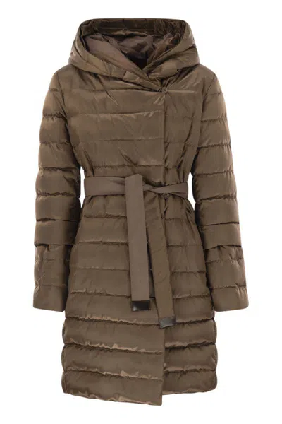 Max Mara The Cube Novef - Reversible Down Jacket In Water-repellent Satin In Brown
