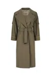 Max Mara The Cube Olive Green Cotton Blend Trench In Dove Grey