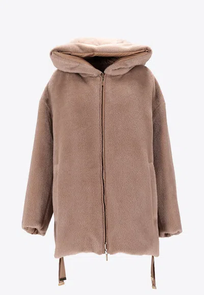 Max Mara The Cube Olivia Reversible Alpaca And Wool Jacket In Brown