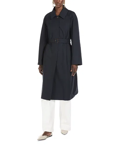 Max Mara Orleans Twill Trench Coat In Navy