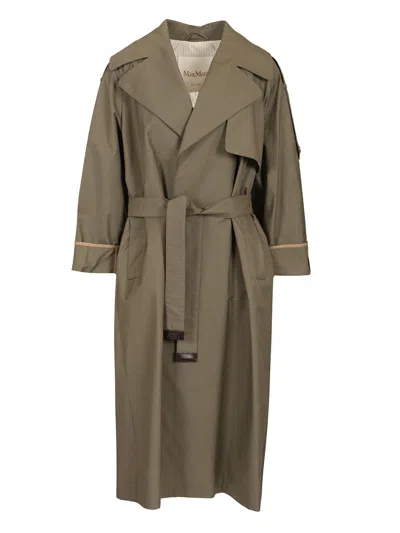 Max Mara The Cube Oversized Trench Coat In Water-repellent Twill Coats Green
