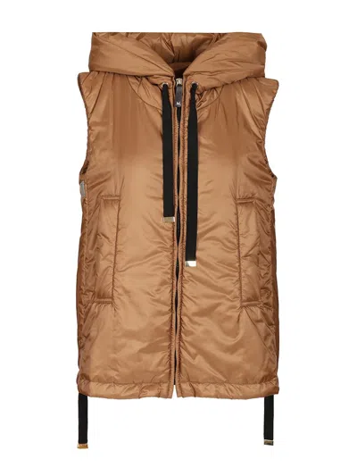 Max Mara The Cube Padded Gilet With Hood Coats Brown