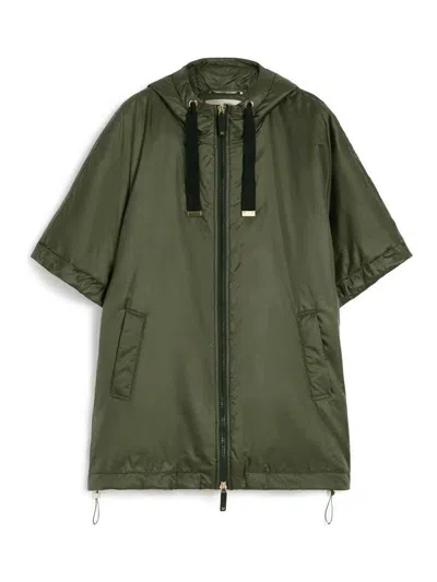 Max Mara The Cube Padded Hooded Cape In Green