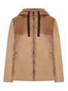 Max Mara The Cube Padded Jacket With Drop-proof Canvas Hood In Brown