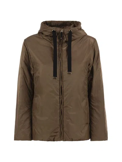 Max Mara The Cube Padded Jacket With Hood And Drawstring In Brown