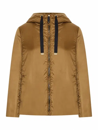 Max Mara The Cube Padded Jacket With Hood In Waterproof Canvas In Nude & Neutrals