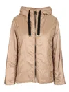 Max Mara The Cube Padded Jacket With Hood Coats Grey In Sand