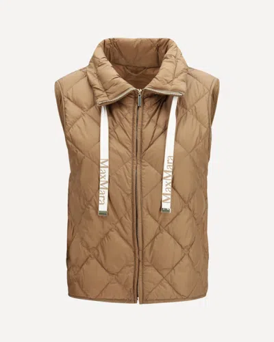 Max Mara The Cube Padded Vest In Water-repellent Nylon Canvas In Brown