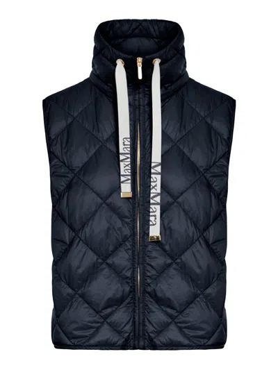 Max Mara The Cube Padded Vest In Drop-resistant Nylon Canvas In Blue