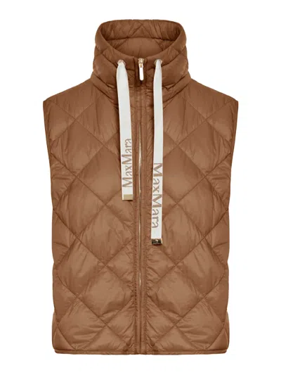 Max Mara The Cube Padded Vest In Drop-resistant Nylon Canvas In Brown