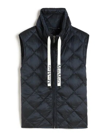Max Mara The Cube Padded Vest In Water-repellent Nylon Canvas In Blue