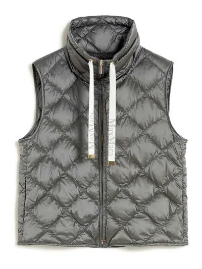 Max Mara The Cube Padded Vest In Water-repellent Nylon Canvas In Gray