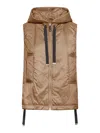 Max Mara The Cube Padded Vest With Hood In Waterproof Canvas In Brown
