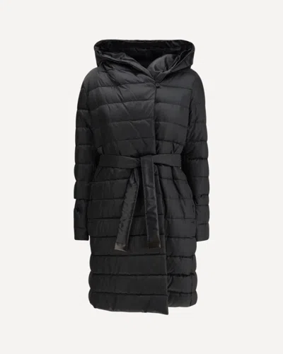 Max Mara The Cube Puffer Coat In Water-repellent Satin In Black