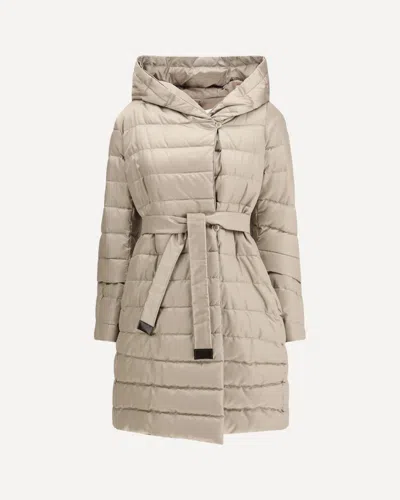 Max Mara The Cube Puffer Coat In Water-repellent Satin In Neutral