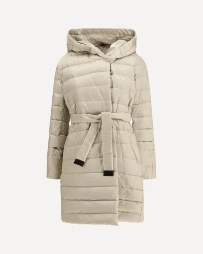 Max Mara The Cube Puffer Coat In Water-repellent Satin In White