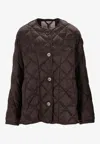 Max Mara The Cube Quilted Crewneck Buttoned Jacket In Brown